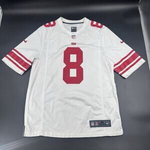 Authentic Nike On Field New York Giants Daniel Jones #8 Jersey White Red Mens M